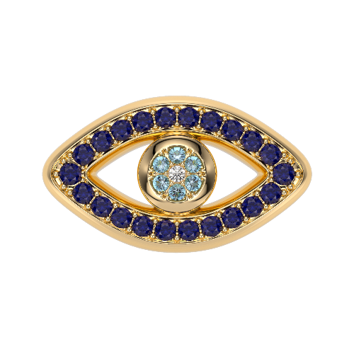 Topaz & Diamond Evil Eye Yellow Gold Charm