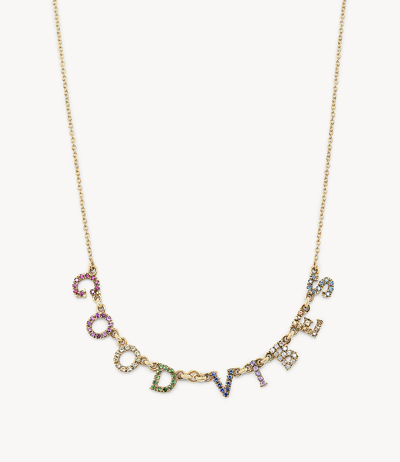 Rainbow Sapphire & Diamond 'Good Vibes' Necklace