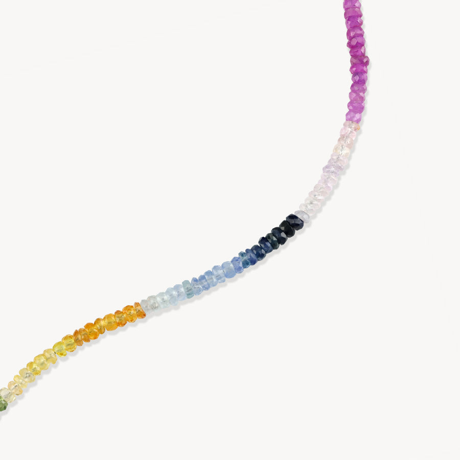 Graduated Rainbow Sapphire Beaded Necklace