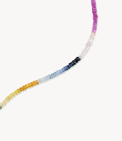 Graduated Rainbow Sapphire Beaded Necklace