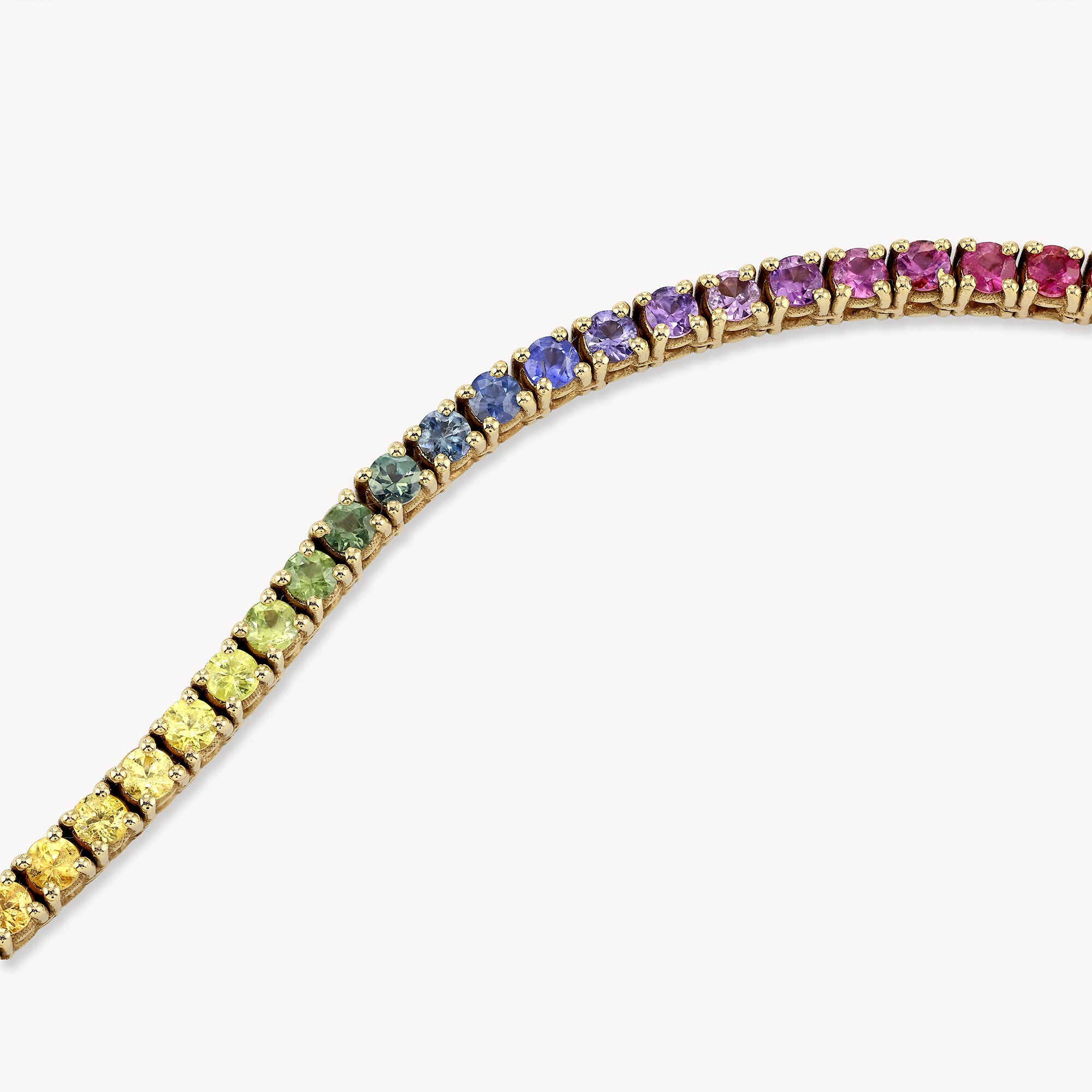 Graduated Rainbow Sapphire Tennis Necklace