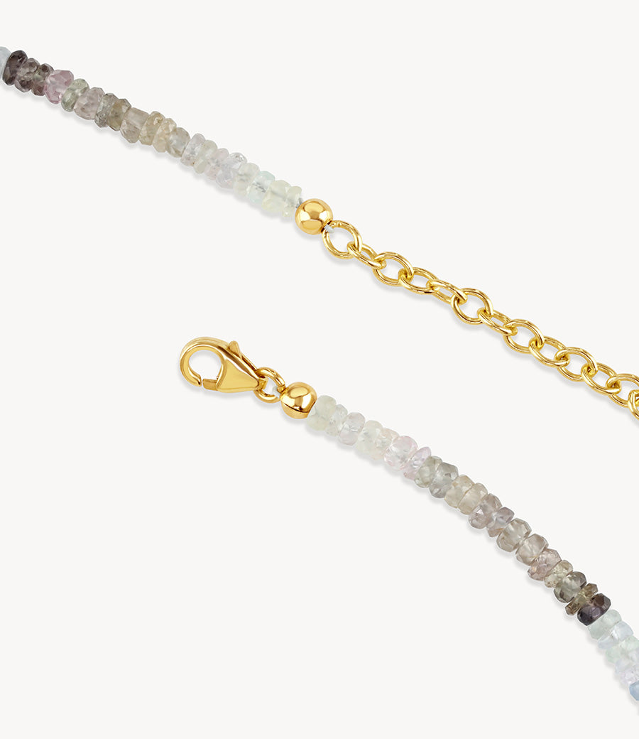 Graduated Rainbow Sapphire Beaded Necklace