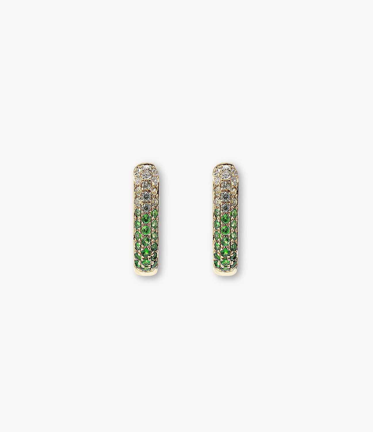 Diamond & Green Sapphire Oval Hoop Earrings