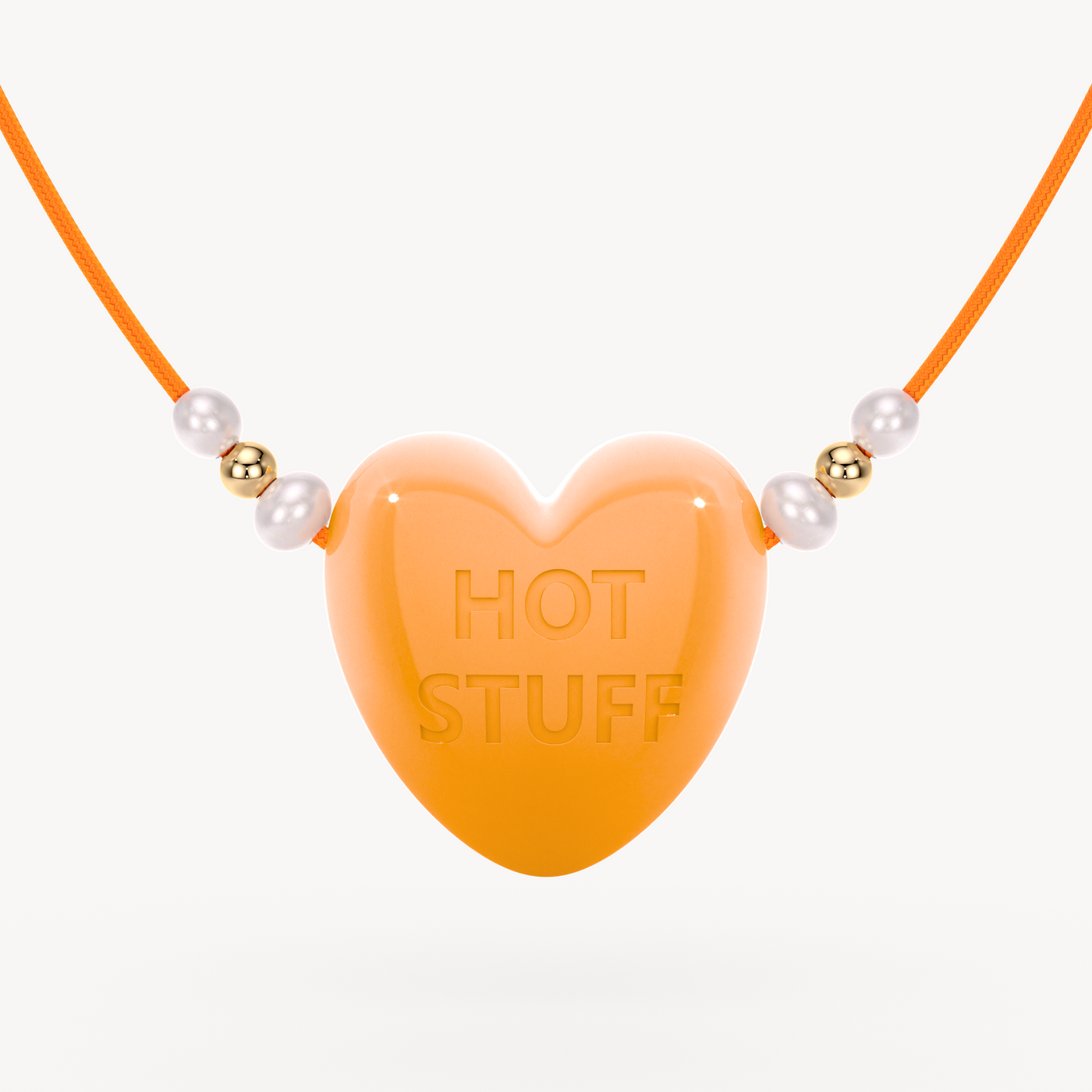 'Hot Stuff' Cord Necklace with Pearl + Gold Beads