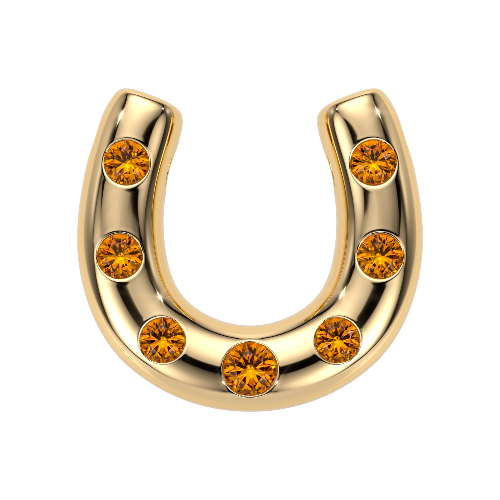 Orange Sapphire Horseshoe Yellow Gold Charm