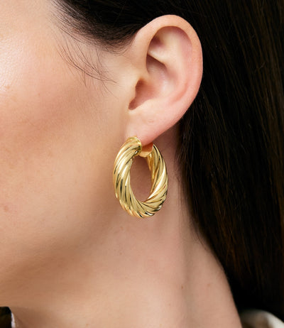 Janet's Retro 35mm Gold Hoop Earrings