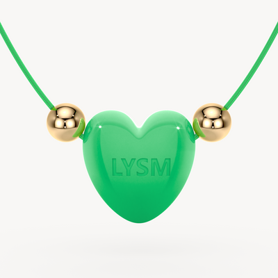 'LYSM' Cord Necklace with Big Gold Beads