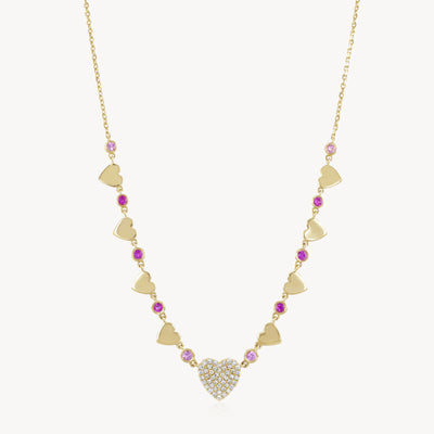 Diamond & Pink Sapphire Lots Of Love Necklace