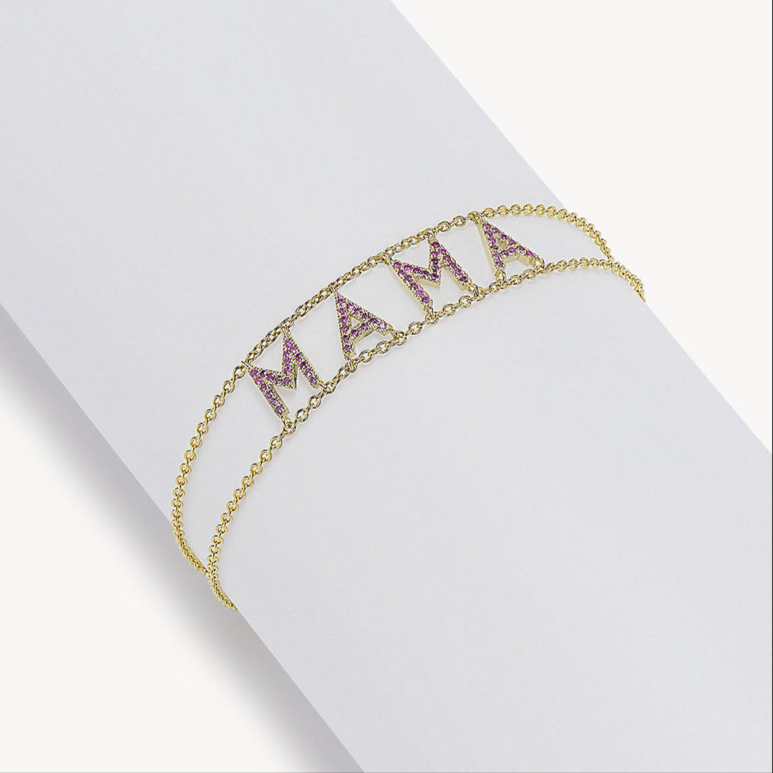 Pink Sapphire 'Mama' Say Something Bracelet