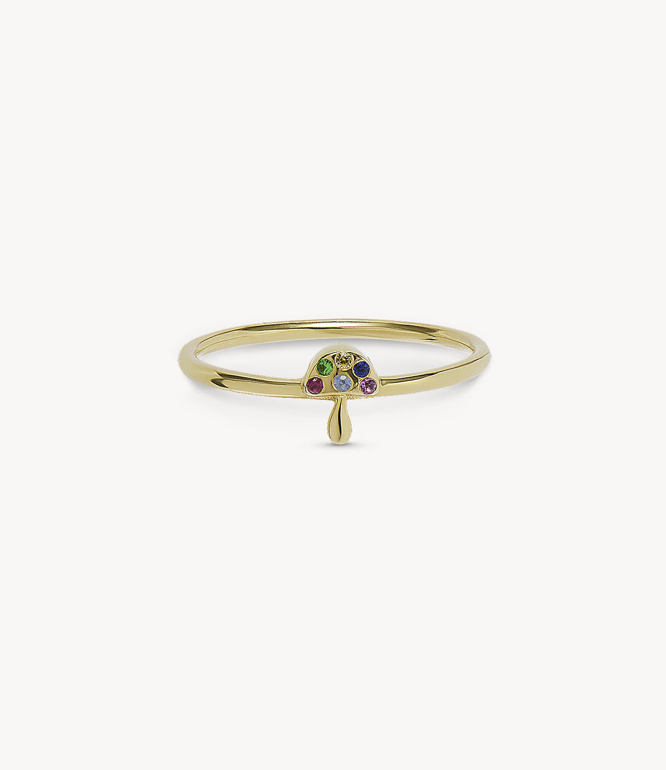 Mini Rainbow Sapphire Mushroom Ring
