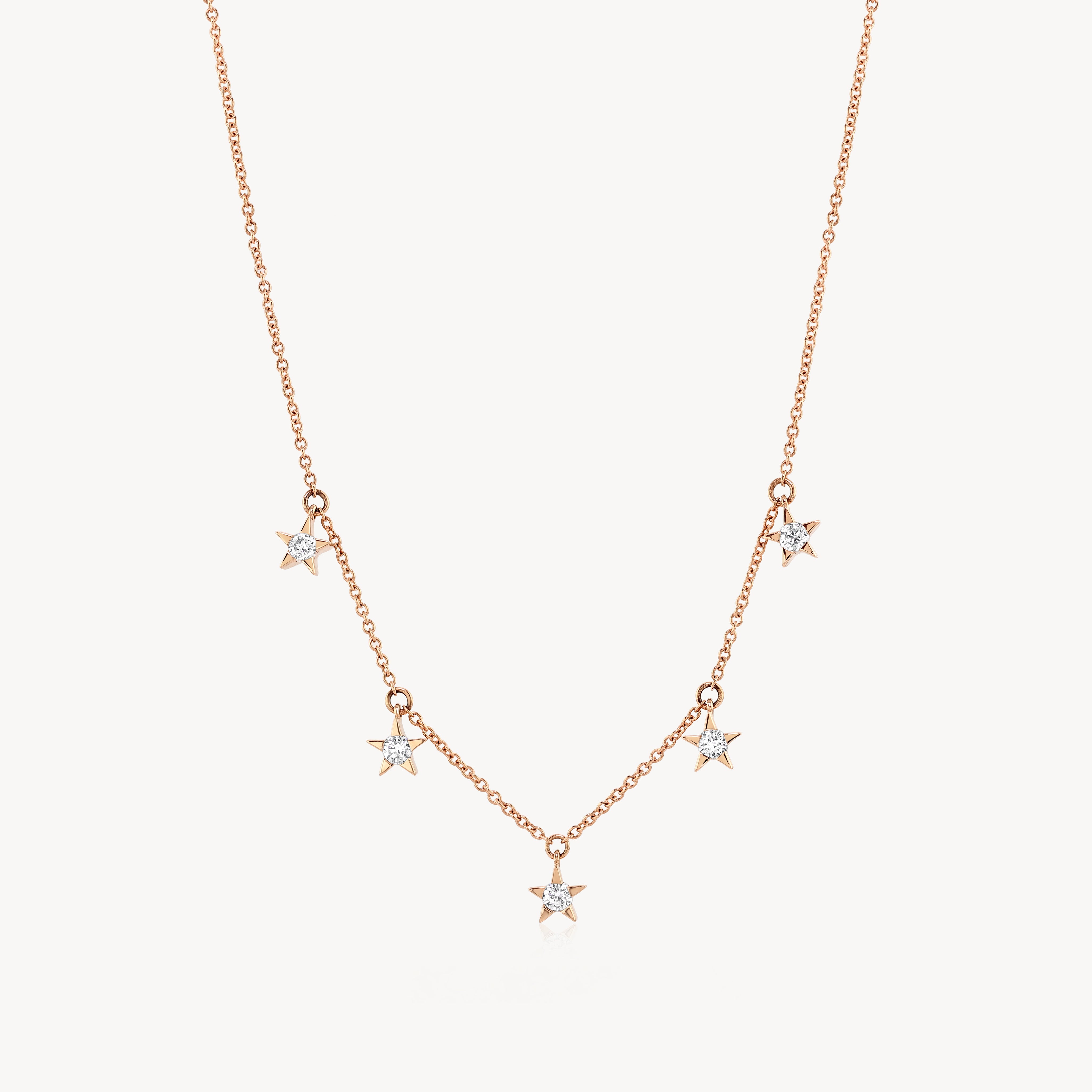 Many Diamond Stars Necklace