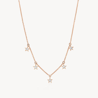 Many Diamond Stars Necklace