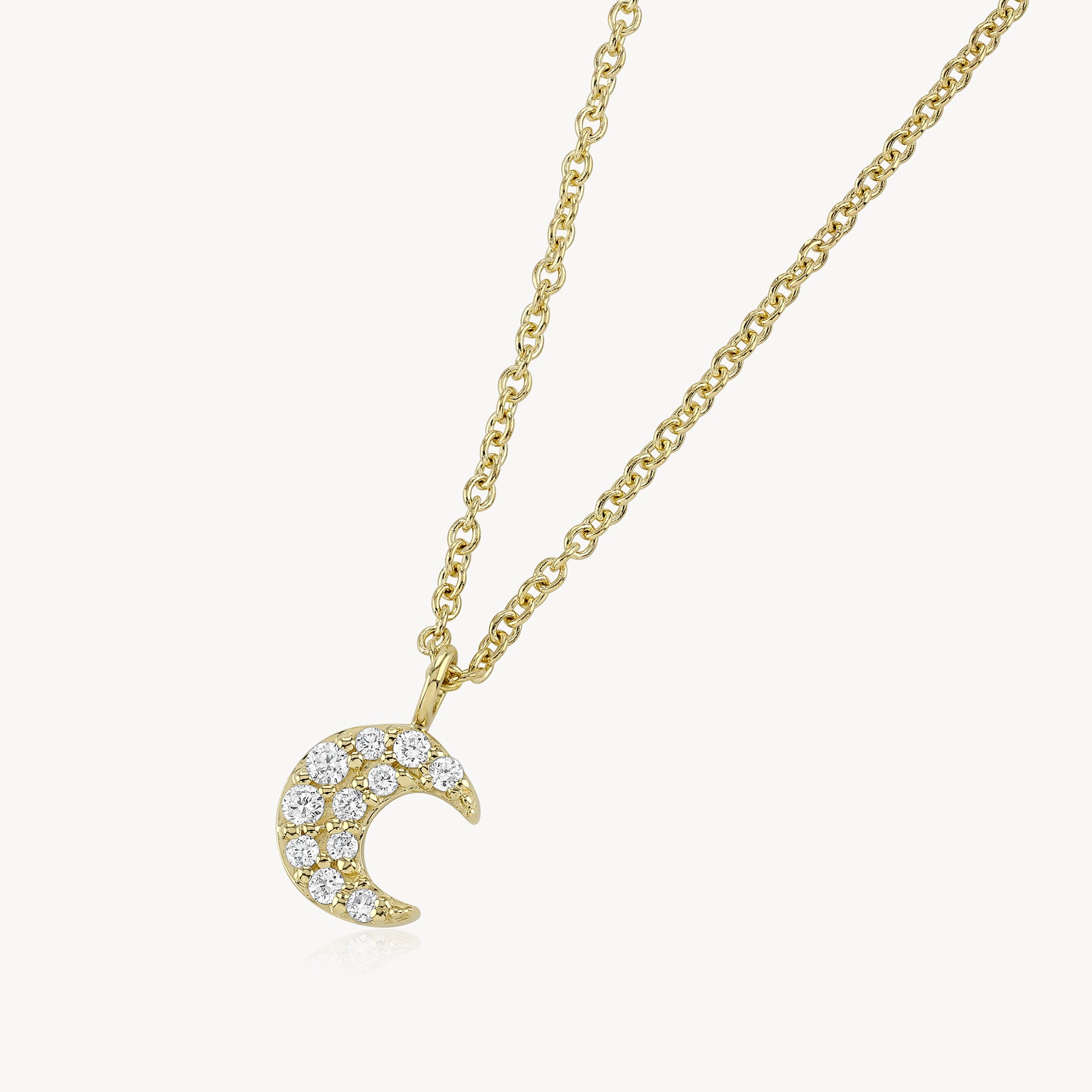 Mini Diamond Crescent Moon Necklace