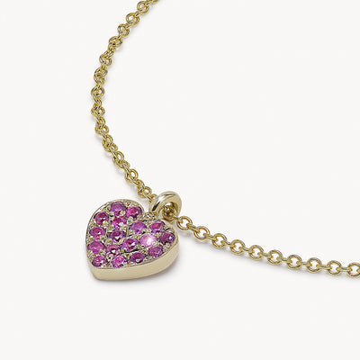 Mini Pink Sapphire Heart Necklace