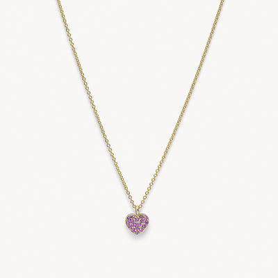 Mini Pink Sapphire Heart Necklace