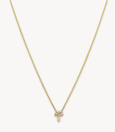 Mini Sapphire Speckled Mushroom Necklace