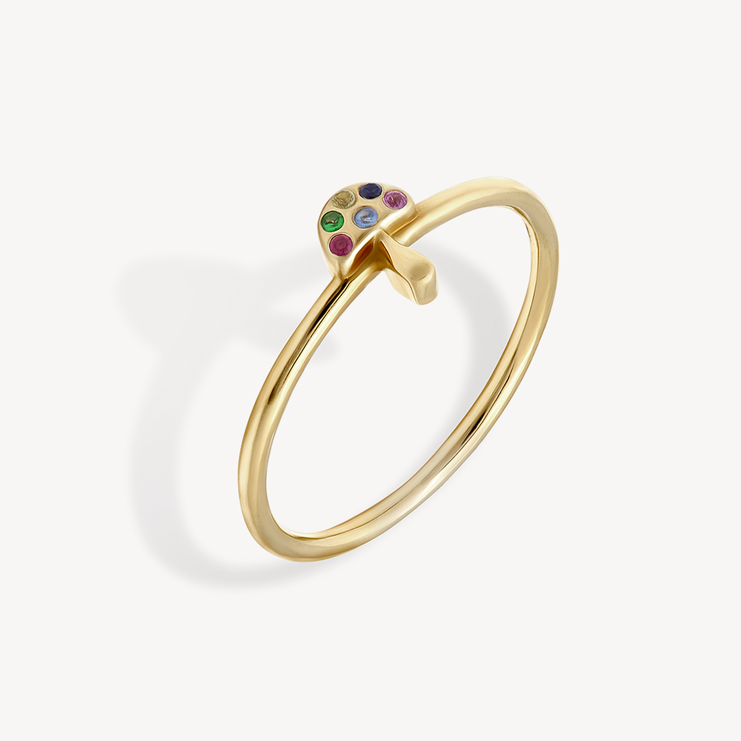 Mini Rainbow Sapphire Mushroom Ring