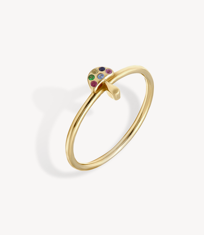 Mini Rainbow Sapphire Mushroom Ring