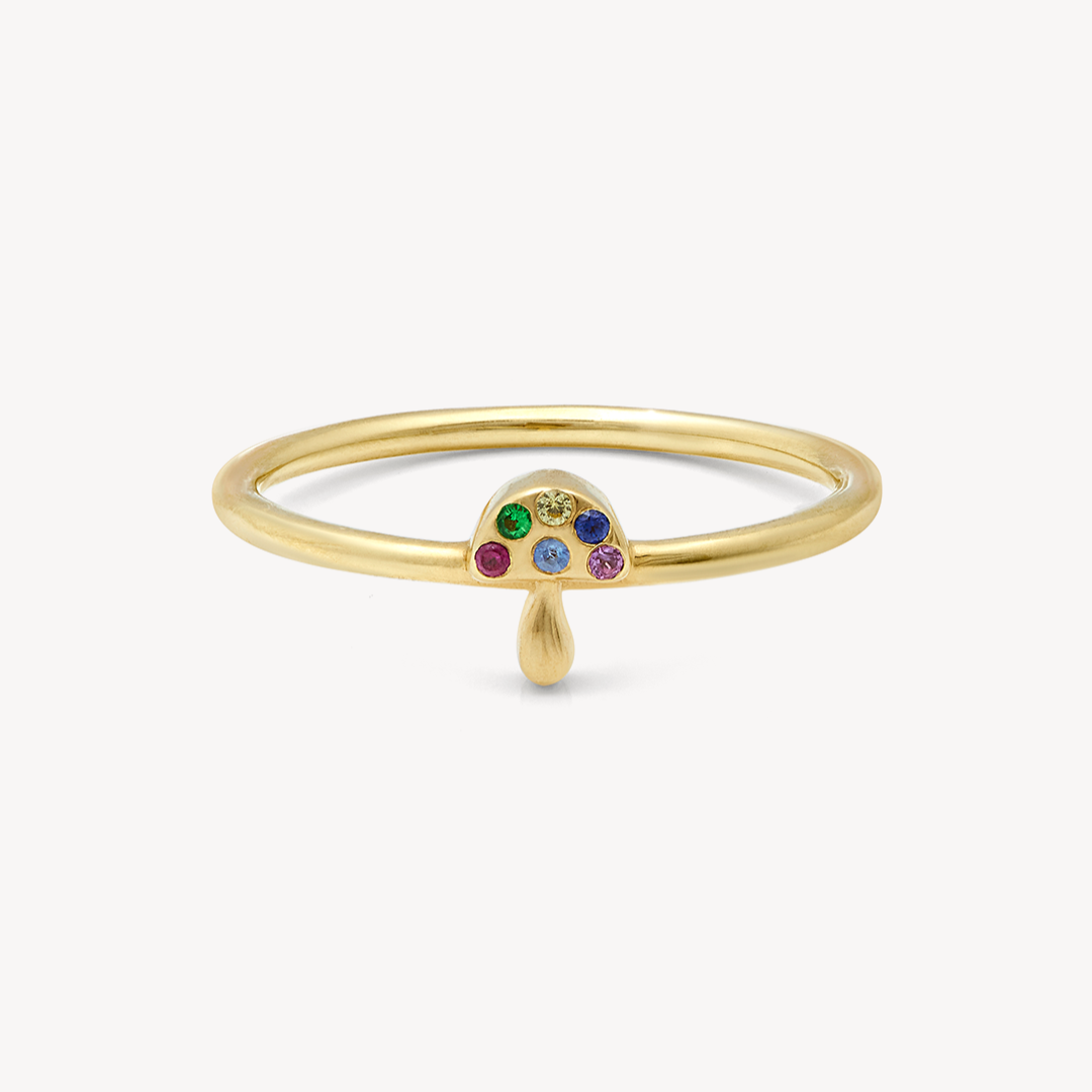 Mini Rainbow Sapphire Mushroom Ring