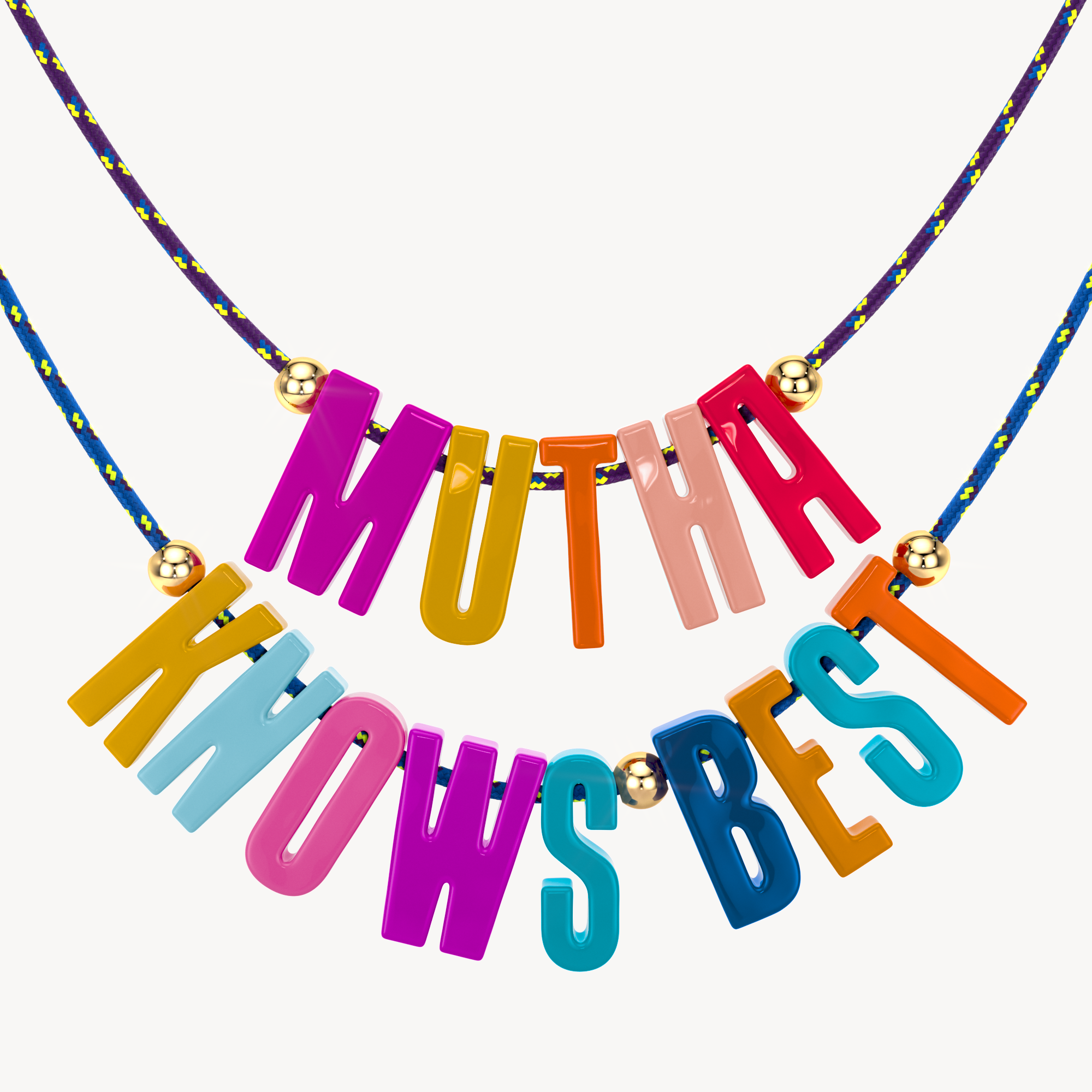 'Mutha Knows Best' Cord Necklace Set