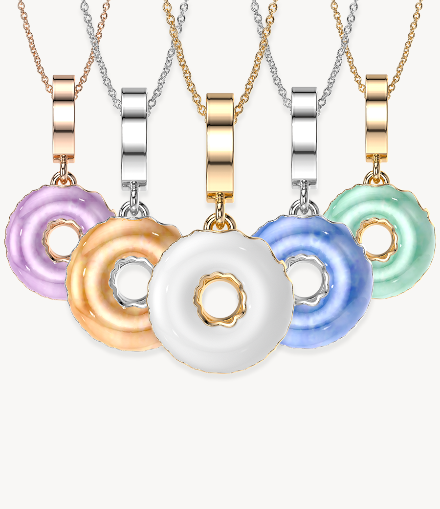 Multi-Glazed Dangly Donut Necklace