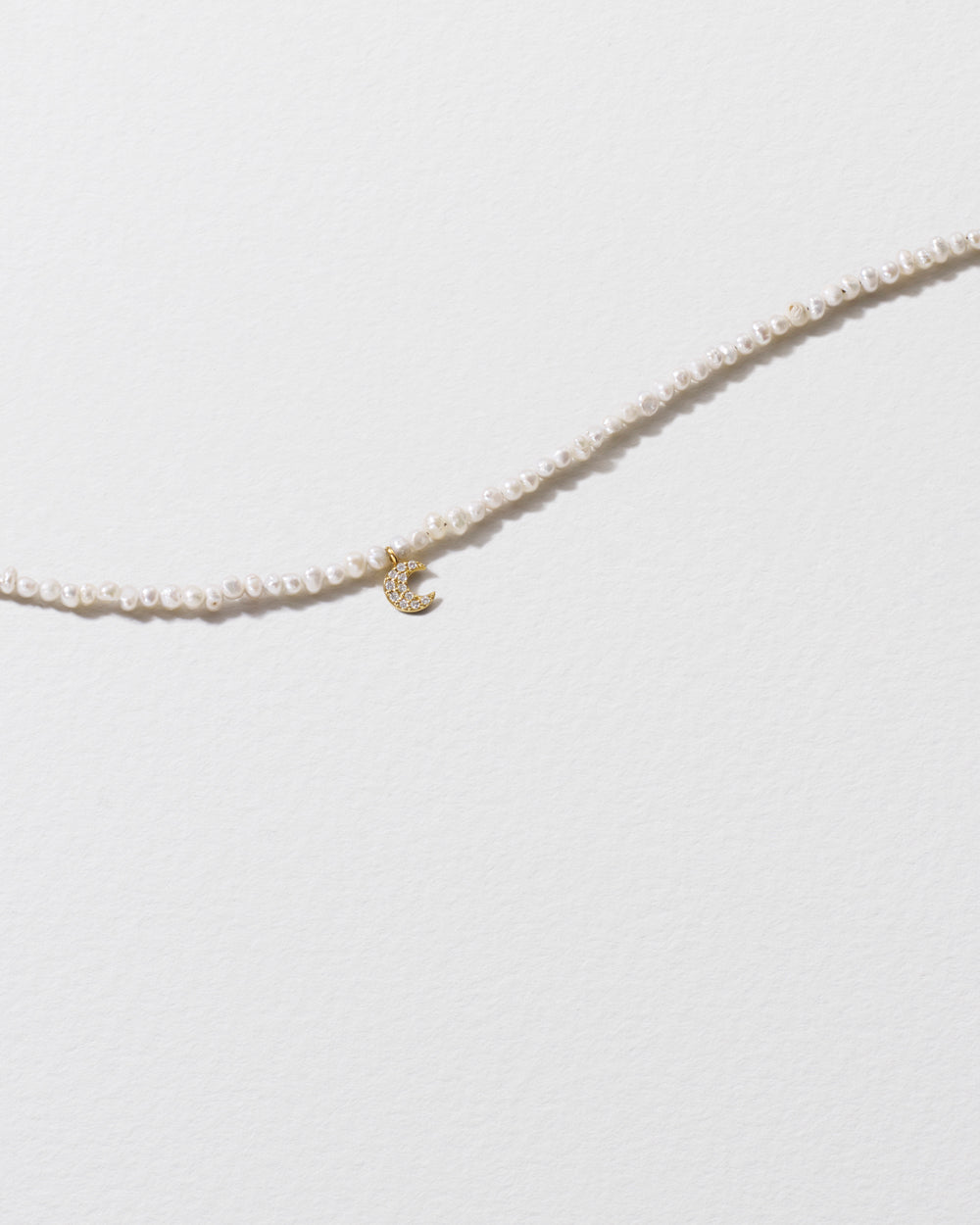 Baby Potato Pearl & Diamond Moon Necklace