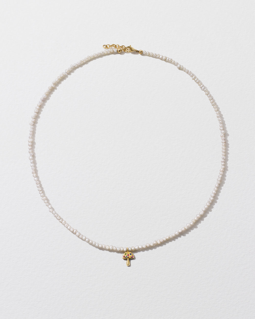 Baby Potato Pearl & Rainbow Sapphire Mushroom Beaded Necklace