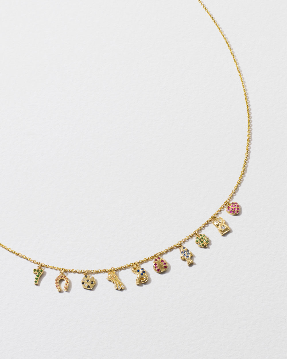 Rainbow Sapphire All The Luck Charm Necklace