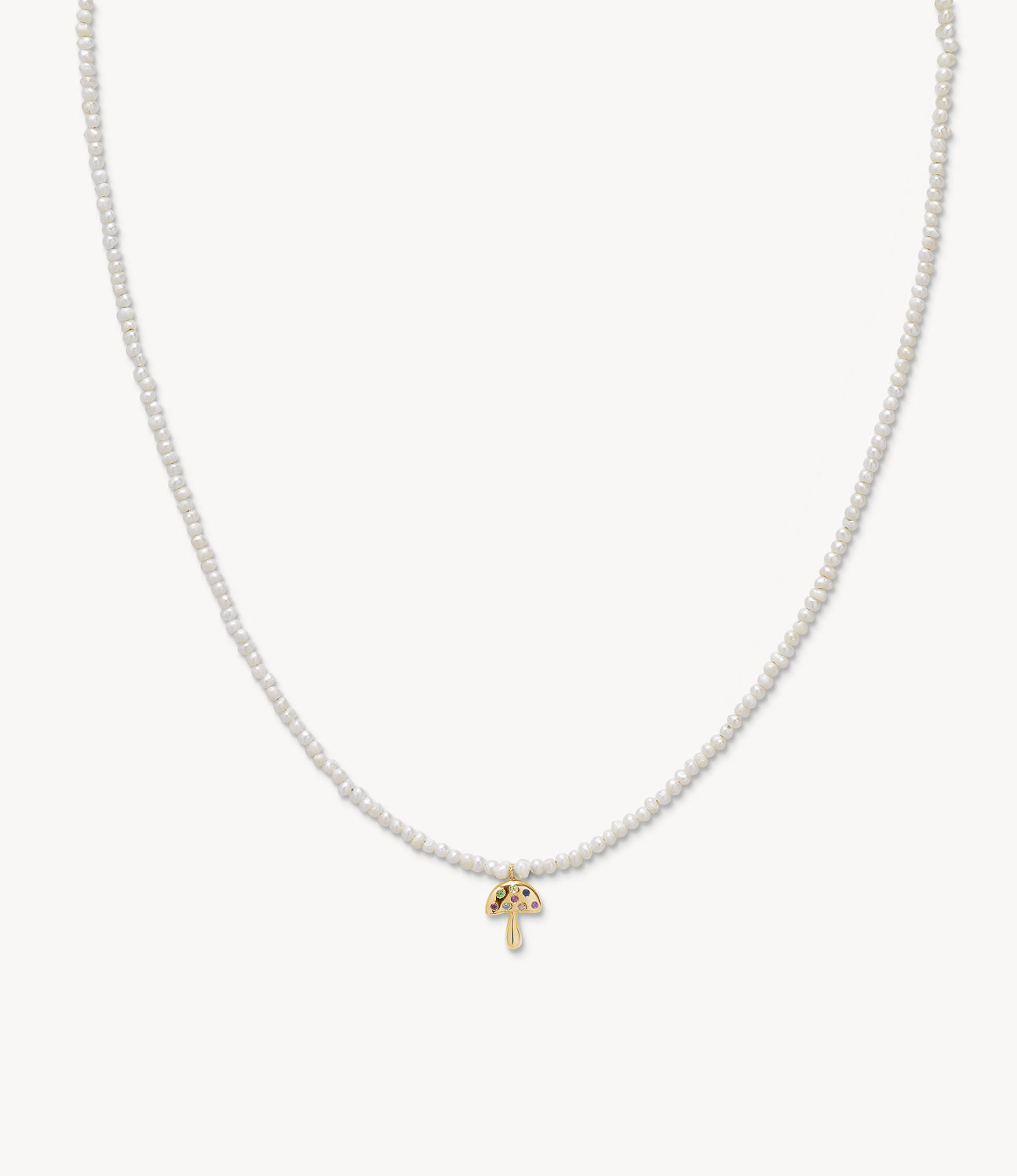 Baby Potato Pearl & Rainbow Sapphire Mushroom Necklace