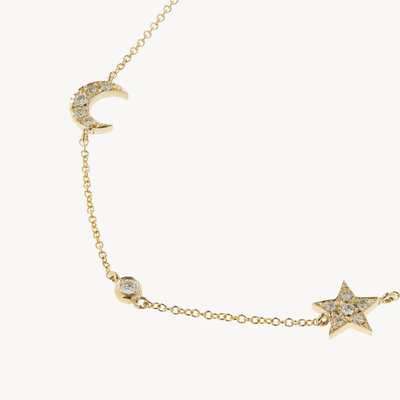 Diamond Moon & Star Necklace