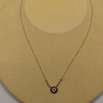 Pink Sapphire & Diamond Evil Eye Necklace in Rose Gold