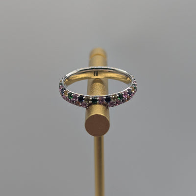 Rainbow Sapphire Eternity Ring in White Gold - N