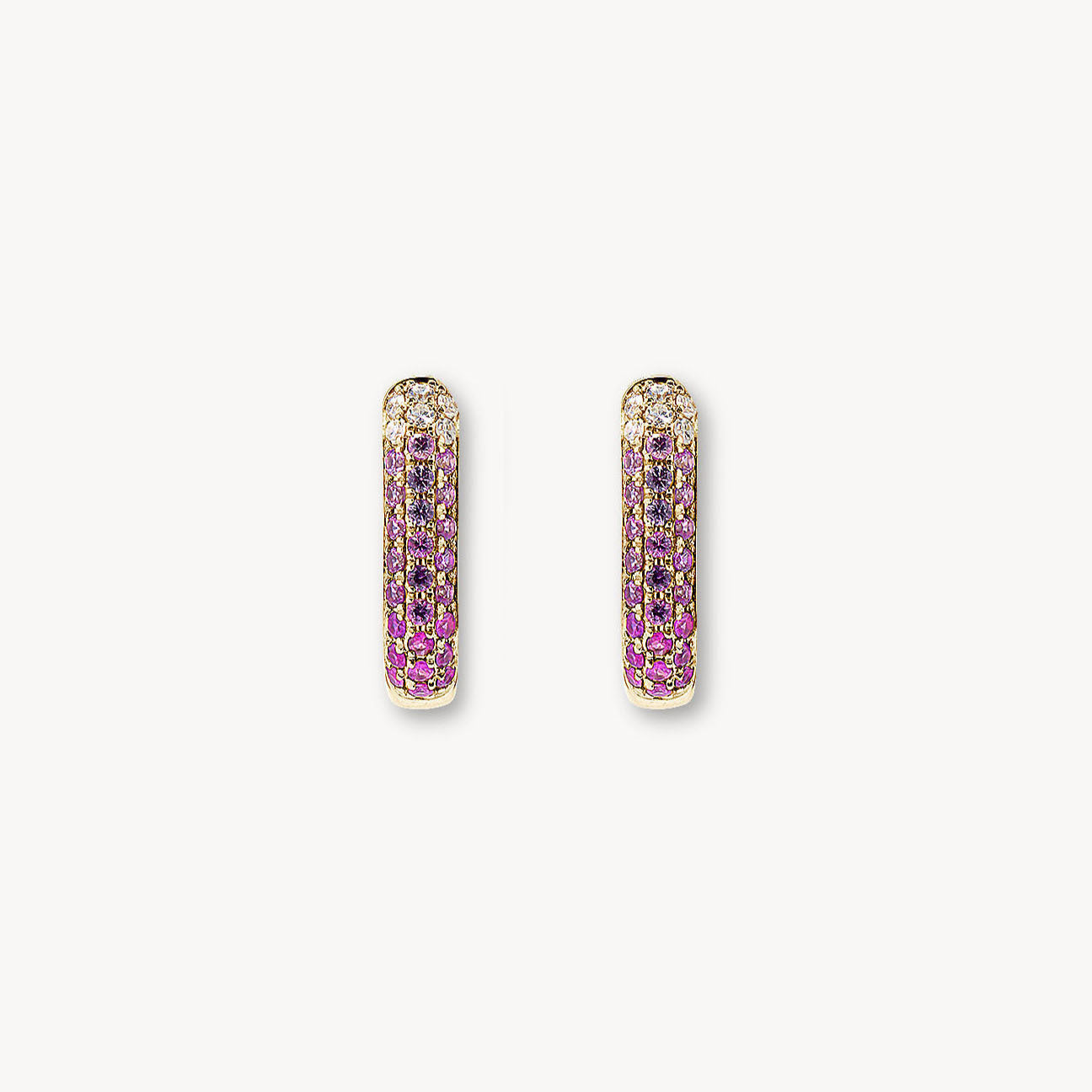 Diamond & Pink Sapphire Oval Hoop Earrings