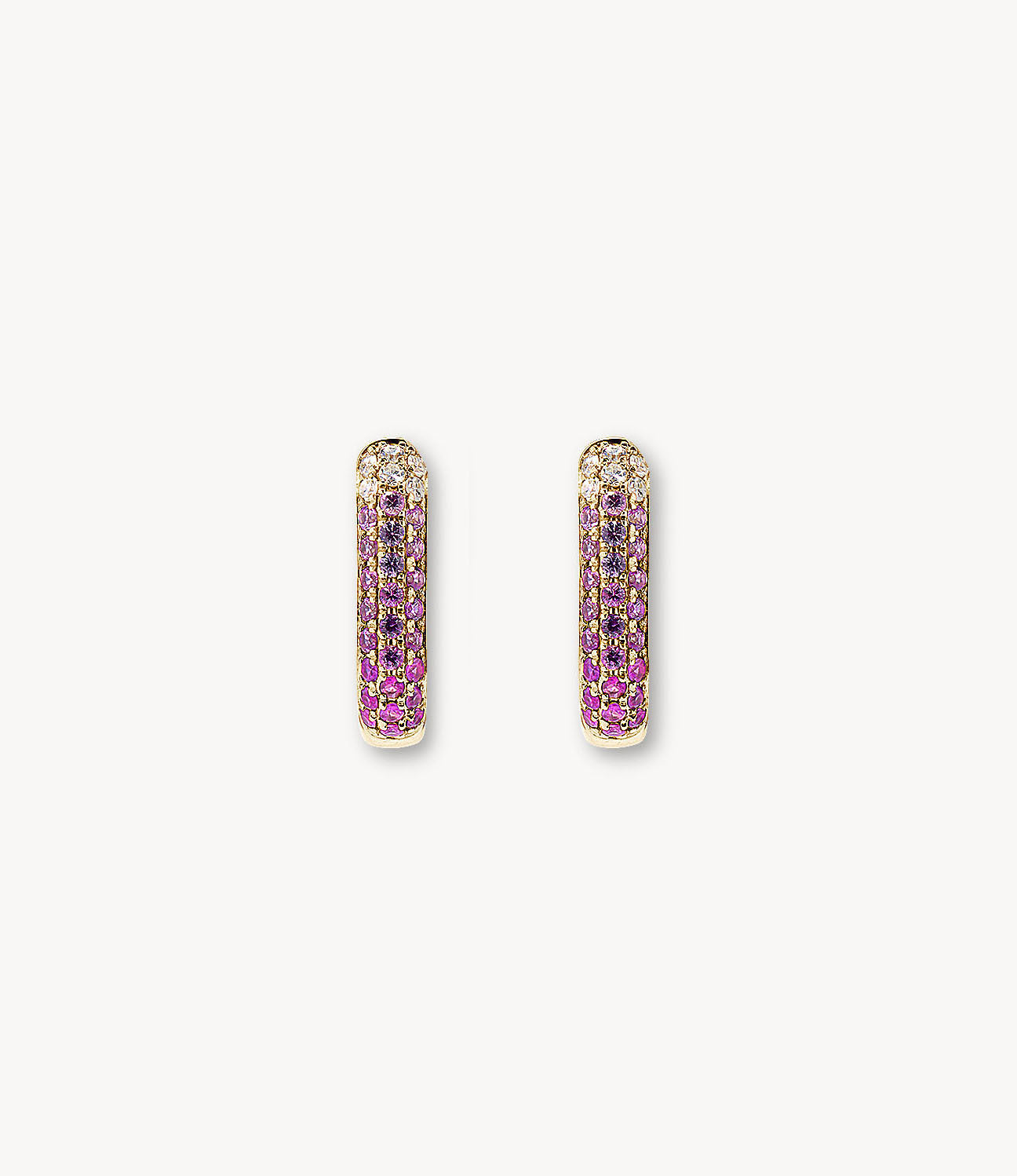 Diamond & Pink Sapphire Oval Hoop Earrings