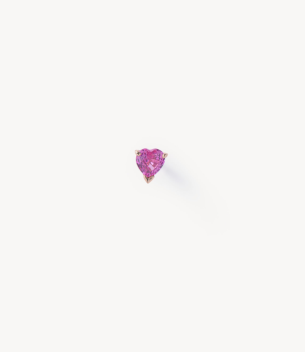 Pink Sapphire Heart Stud Earring