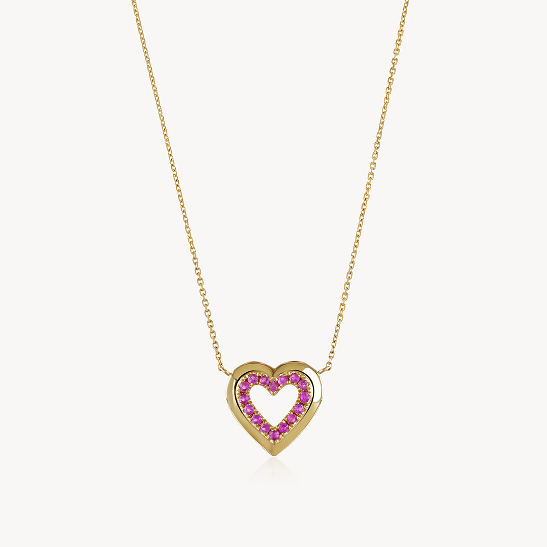 Pink Sapphire Heart Necklace