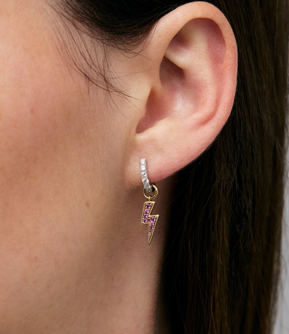 Pink Sapphire Lightning Bolt Earring Charm