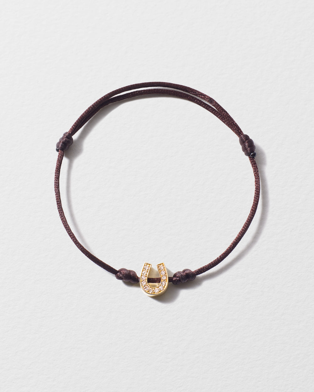 Brown Diamond Horseshoe String Bracelet