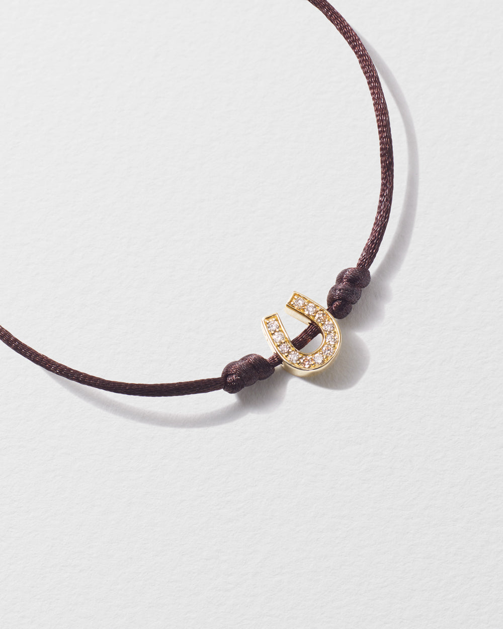 Brown Diamond Horseshoe String Bracelet