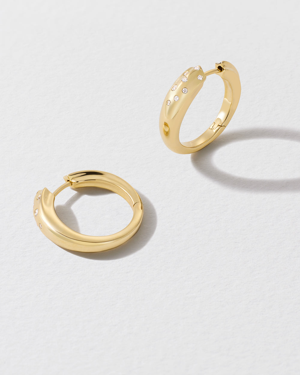 Diamond Polka Dot Shooting Star Hoop Earrings