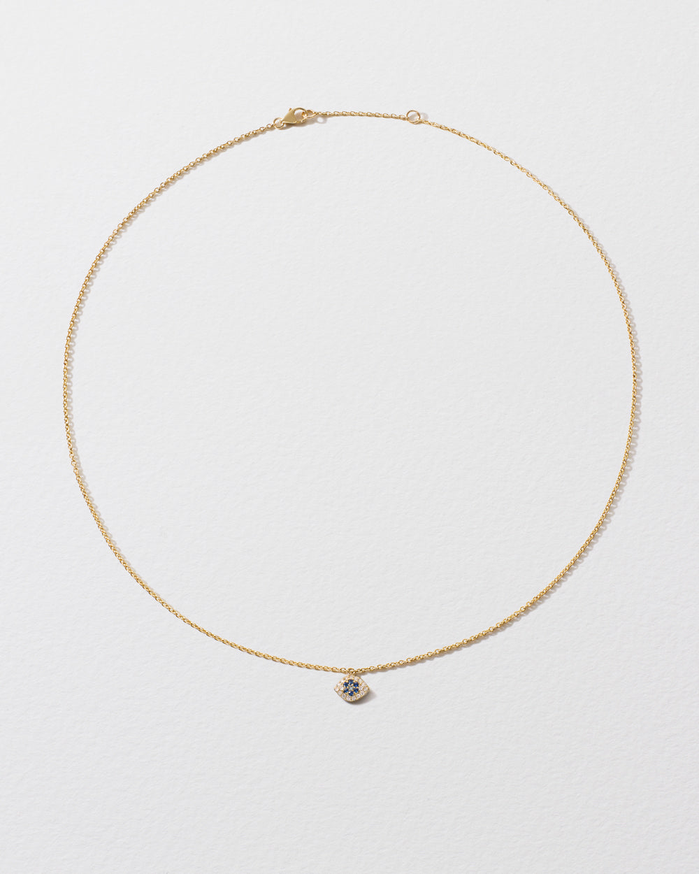 Diamond, Blue Sapphire & Topaz Evil Eye Icon Necklace