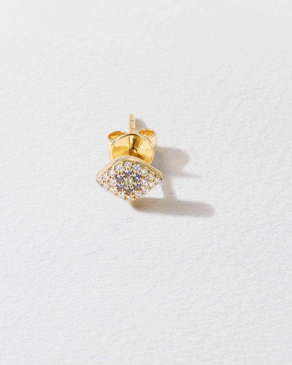 Diamond & Blue Sapphire Evil Eye Icon Stud Earring