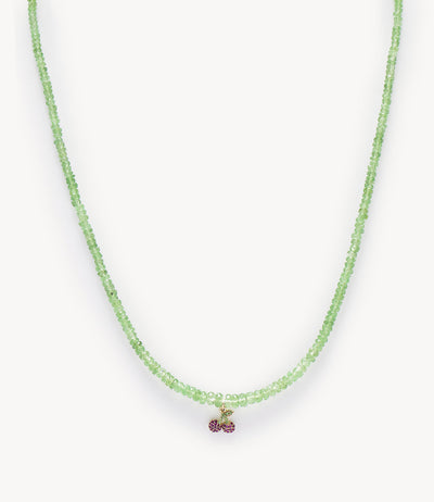 Pink Sapphire & Tsavorite Cherry On Top Beaded Necklace
