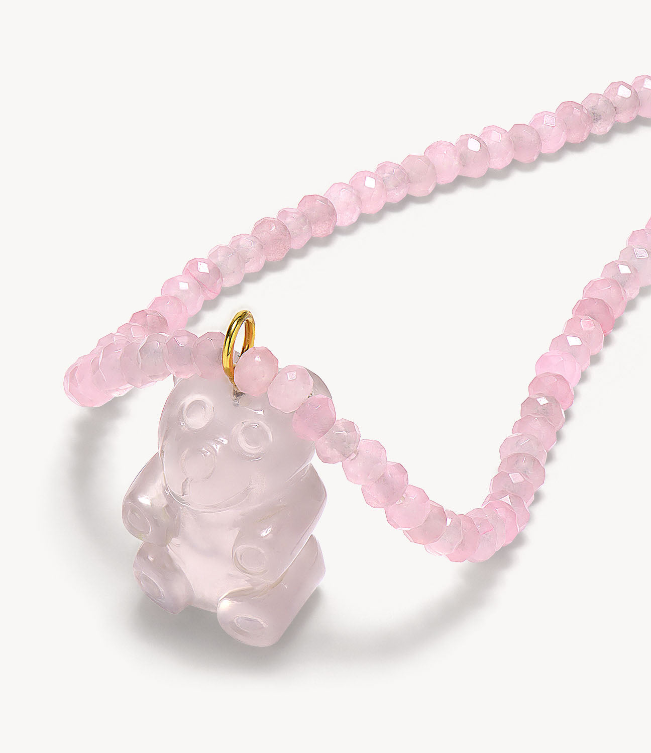 Rose Quartz Teddy Bear Necklace