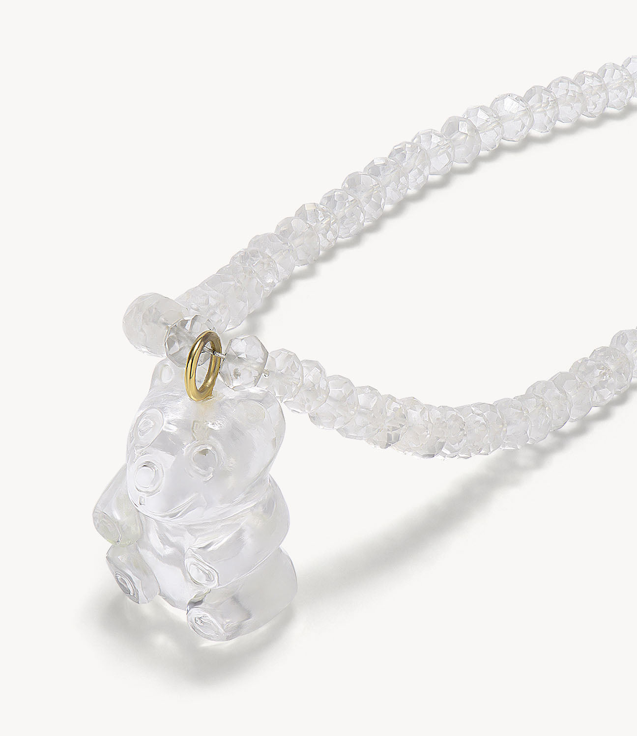 Clear Quartz Teddy Bear Necklace