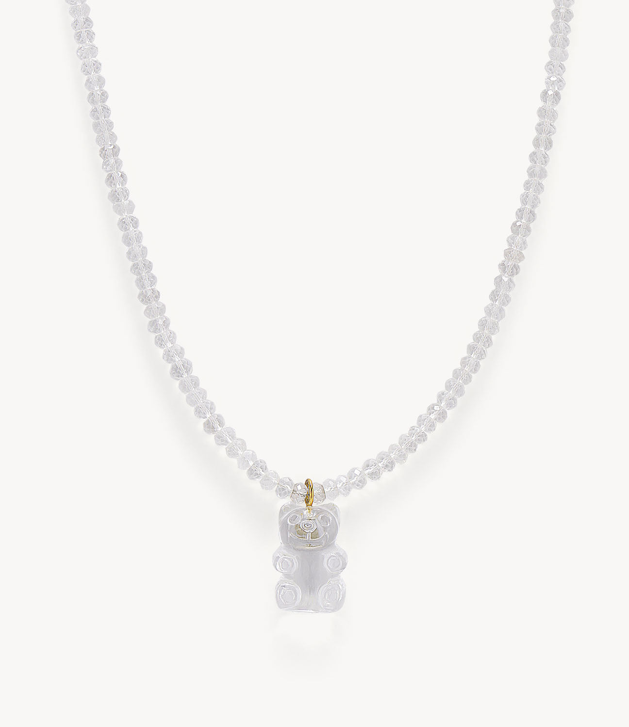 Clear Quartz & Agate Teddy Beaded Necklace