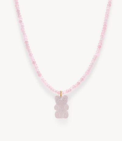 Rose Quartz Teddy Bear Necklace