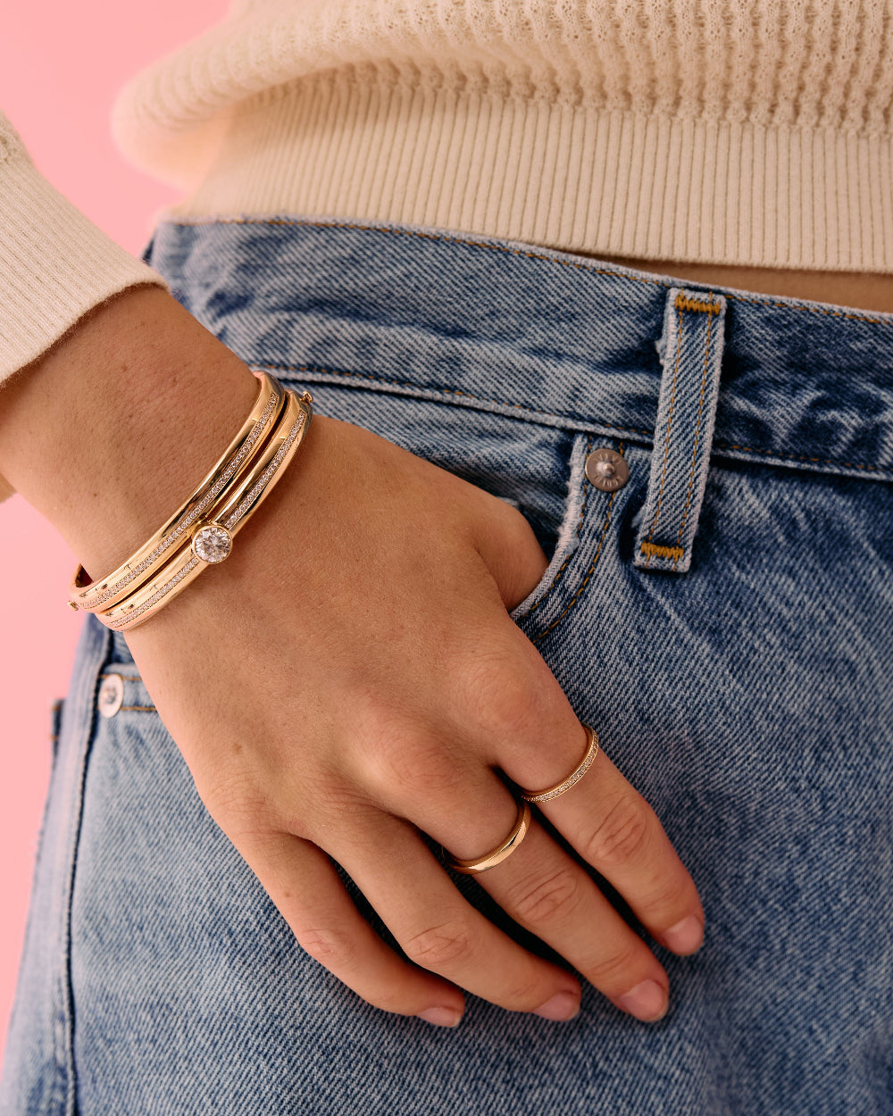 Round Diamond Bangle Bracelet