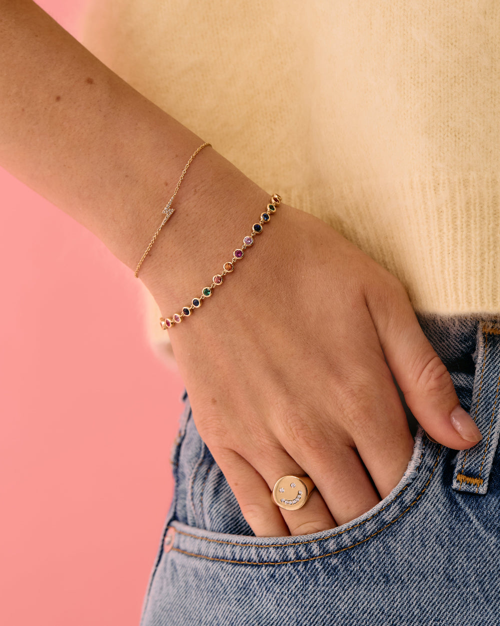 Rainbow Sapphire Super Skittle Bracelet