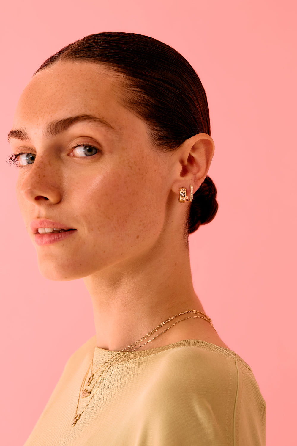 Diamond Oval Hoop Earrings